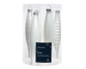 Set jucării brad Icicle Enamel-Matt Mix H15 Winter White