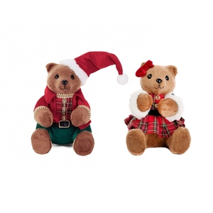 Decorațiune Tartan XMAS Sitting Girl Bear